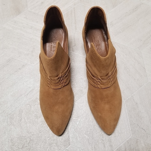 ABLE Joselyne Tobacco Suede Leather Boho Western Cowgirl Ankle Boots Booties 9.5 - Picture 5 of 11